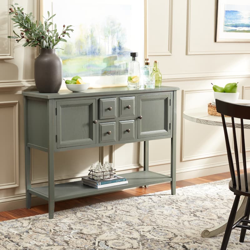 SAFAVIEH Milenija Oak Finish Storage Sideboard - 45.7" x 15" x 34" - 17Wx48Dx22H - Ash Grey