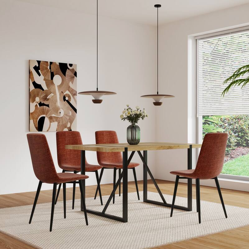 Dining Chairs Set of 4, Living Room Visitor Chairs, Brown Suedette Upholstered Accent Chairs, Kitchen Dining Room Chairs