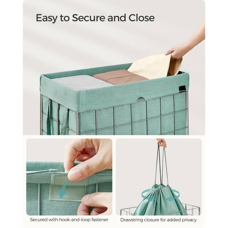 Laundry Hamper, 23.8 Gal (90L) Laundry Basket, Collapsible Clothes Hamper, Removable and Washable Liner, Metal Wire Frame