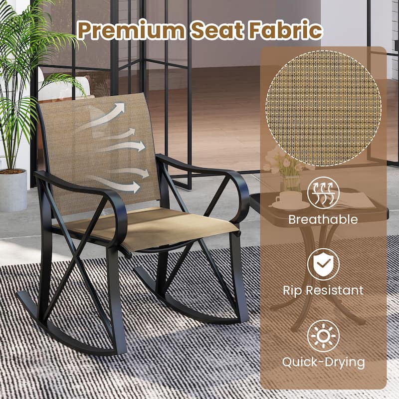 Gymax 3 Piece Patio Rocking Set 2 Rocking Chairs w/ Tempered Glass