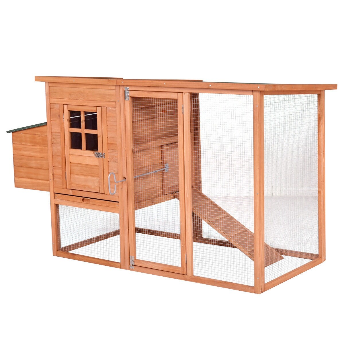 Gymax Wooden Pet House Rabbit Hutch Chicken Coops Cage Nest Box Natural Color