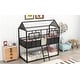 preview thumbnail 4 of 7, Black Metal Low Bunk Bed with Fence-shaped Guardrail