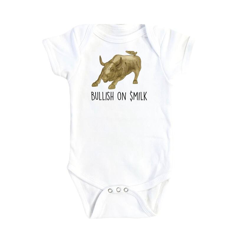 Bullish Milk - Baby Boy Girl Clothes Infant Bodysuit Funny Cute Newborn - White - Newborn