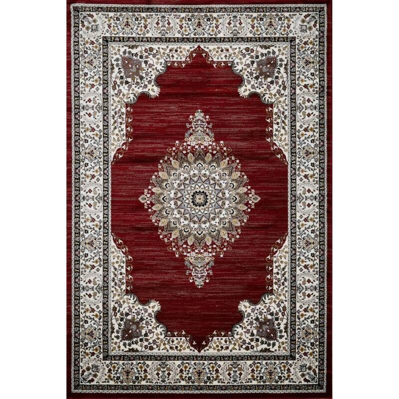 Master Collection Medallion Transitional Area Rug - Red - 8' x 11'