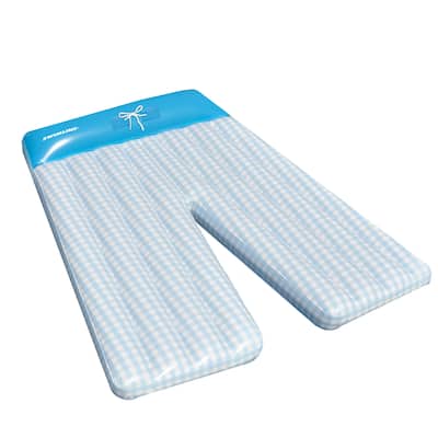 77.5" Inflatable Blue and White Checkered Board Shorts Double Lounge Float