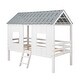 preview thumbnail 9 of 12, Wood Twin Size Low Loft House Bed with Roof, Ladder Solid Wood Playhouse Loft Bed, Wooden Support Bed Frame No Box Spring Needed