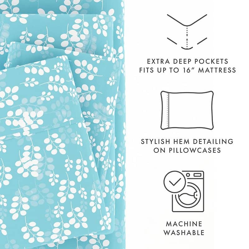 Becky Cameron 4-piece Deep Pocket Wheat Pattern Bed Sheet Set