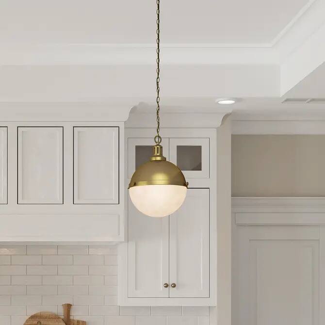 Brio Lighting Aaron - 2 Light Glass & Metal Dimmable Pendant Light - Gold