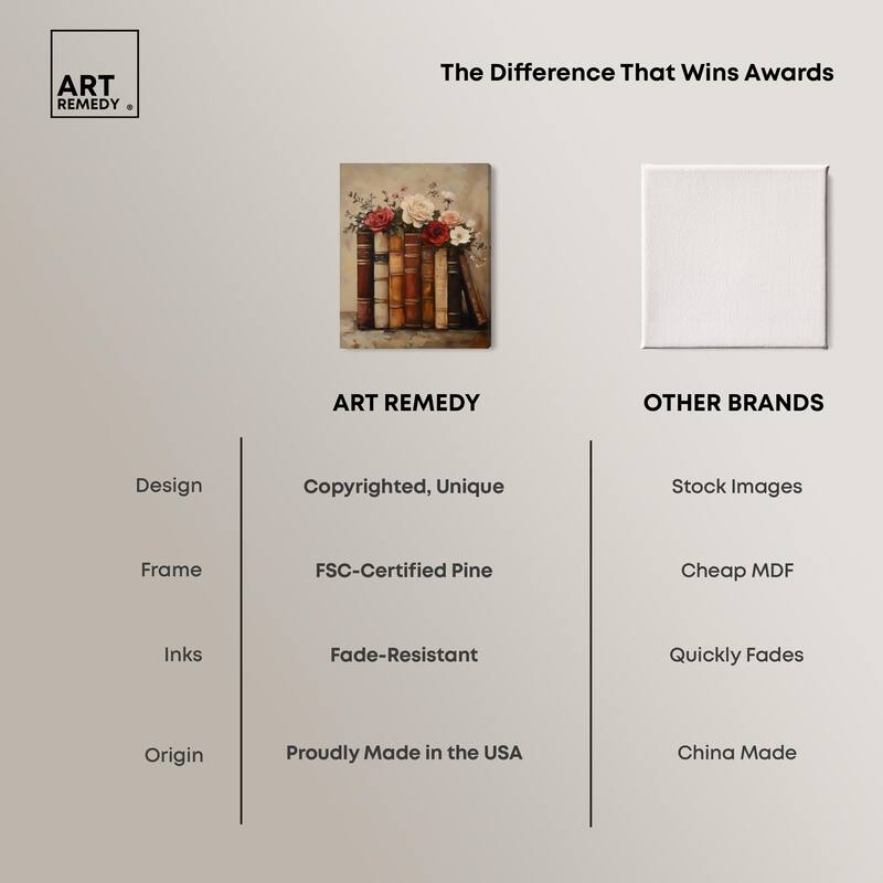 Bookshelf Bouquet II Canvas by Art Remedy, Gallery Wrapped