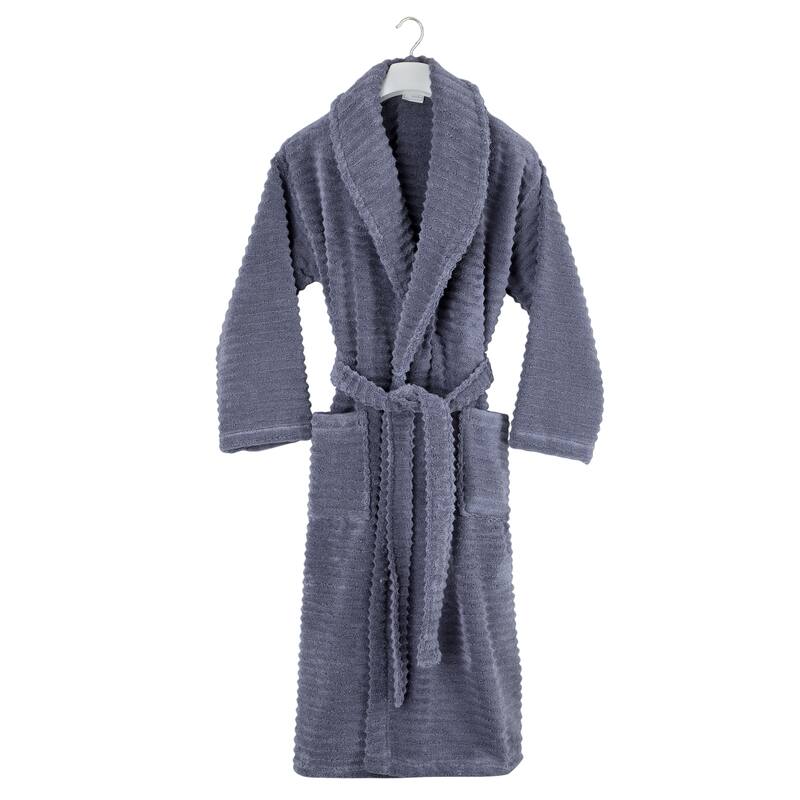 Ribbed Zero Twist Turkish Cotton Unisex Bathrobe