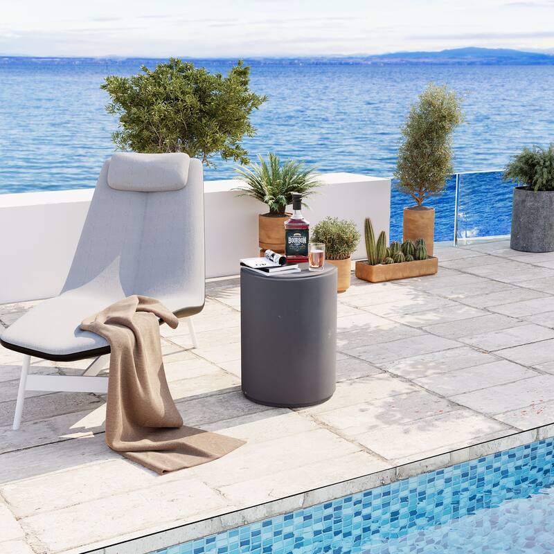 COSIEST Outdoor Black Concrete Side Table