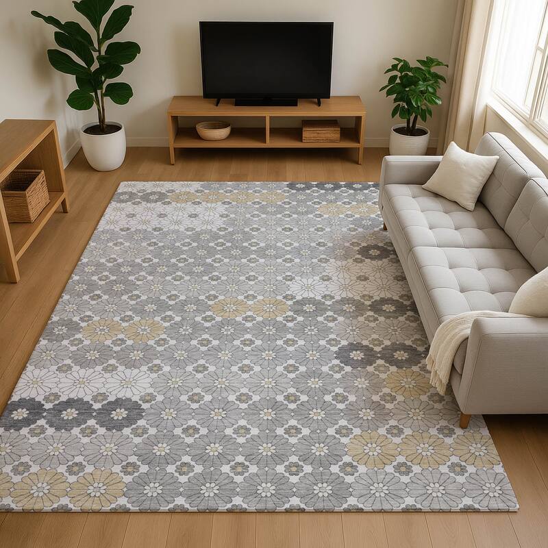 Premium Washable Super Soft Whimsy Mosaic Mayfield Rug - Gray - 5' x 7'6"
