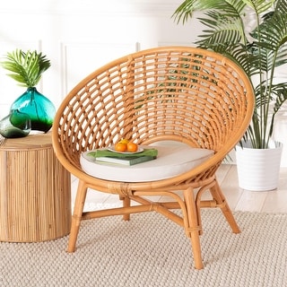 Aerin Modern Bohemian Natural Rattan Accent Chair Bed Bath