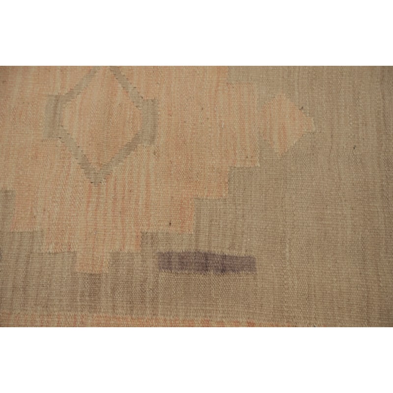 Hand Woven Oriental 100% Wool Carpet Southwestern Tribal Beige & Ivories Kilim Runner Rug - 10' 0'' X 2' 6''