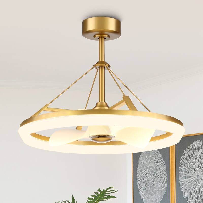 30" Modern Gold 3CCT LED Fandelier Ceiling Fan with Light and Remote
