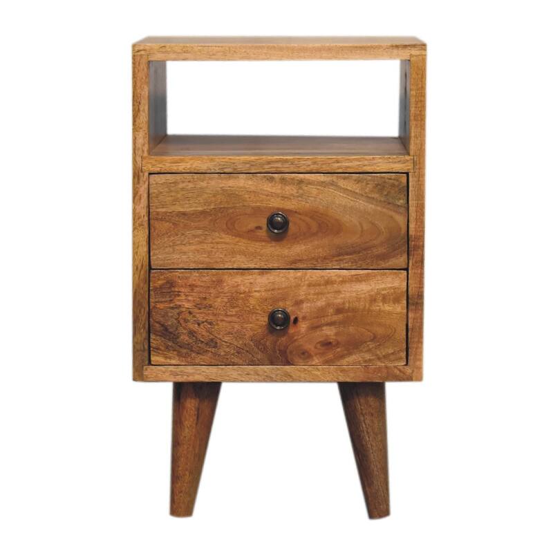 Artisan Furniture Solid Wood Mini Oak-ish Classic Open Nightstand