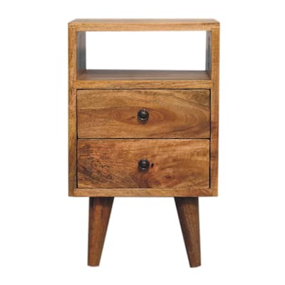 Artisan Furniture Solid Wood Mini Oak-ish Classic Open Nightstand