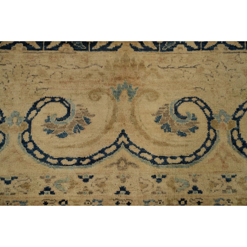Hand Knotted Oriental 100% Wool Carpet Floral Beige & Ivories N/A Area Rug - 11' 5'' X 9' 1''