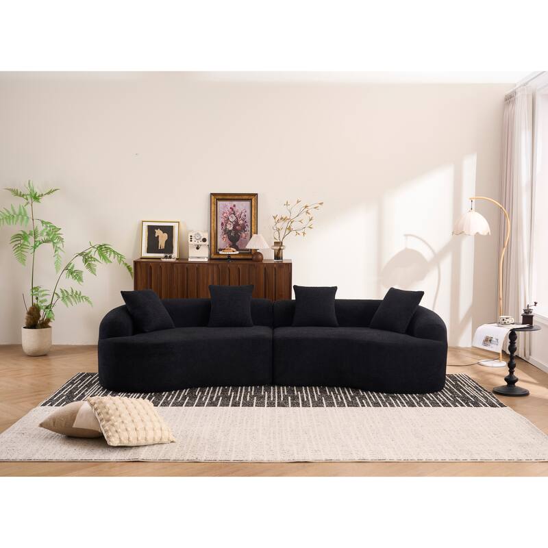 Modular Curved Sectional Sofa, Full Compression 4-Seater Foam Couch, Chenille Boneless Cloud Sofa for Living Room, Bedroom