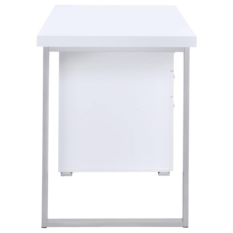 Contemporary Computer Desk with 3 Drawers, Filing Cabinet, and Deep Cappuccino Finish for Home Office or Study