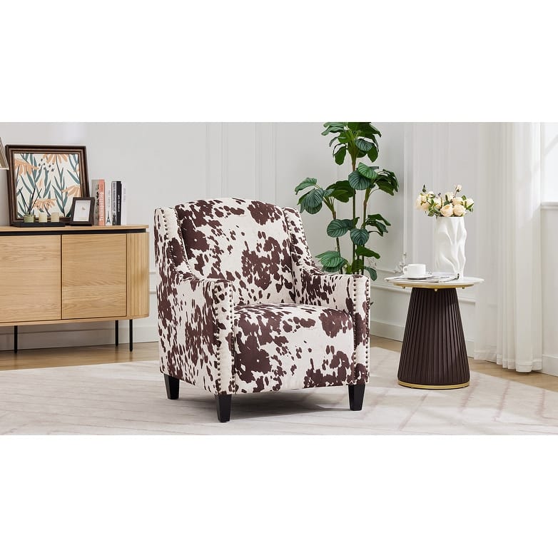 Velvet Upholstered Accent Chair, Lounge Reading Chair with Tufted Backrest, Single Sofa Chair with Nailhead Trim & Wooden Legs