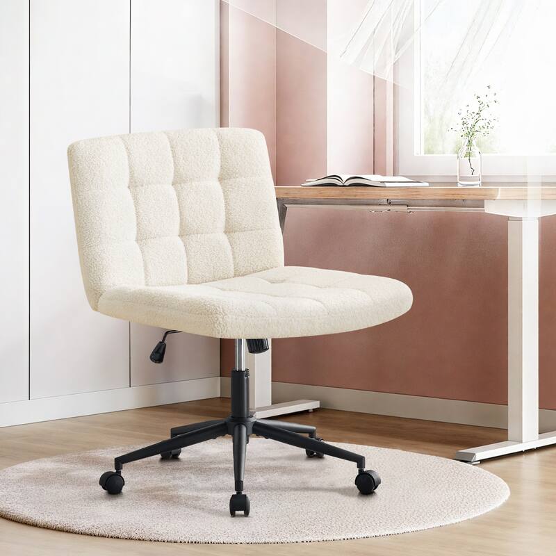 Home Office Desk Chair Armless Office Desk Chair with Cashmere Lumbar Support Adjustable Height, for Home Office Study Room