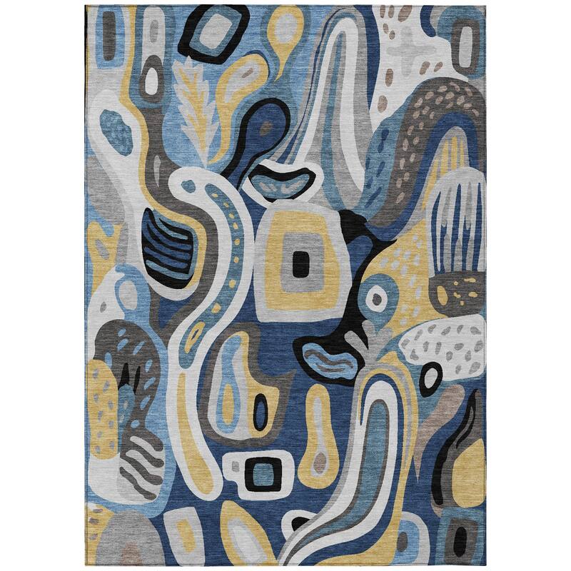 Machine Washable Indoor/ Outdoor Modern Picasy Chantille Rug