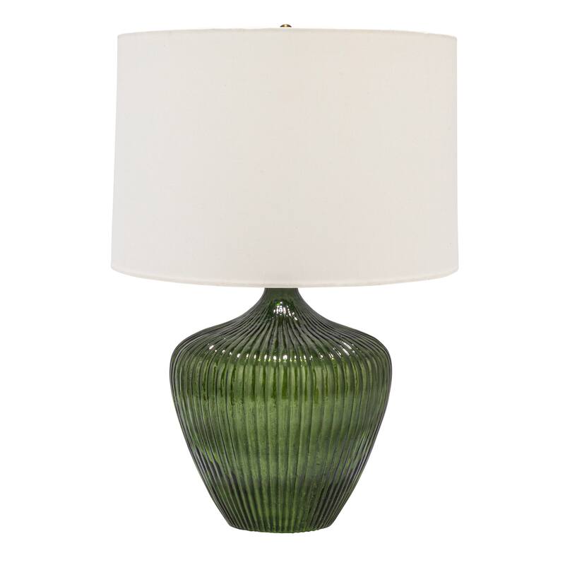 Glass Table Lamp with Drum Shade