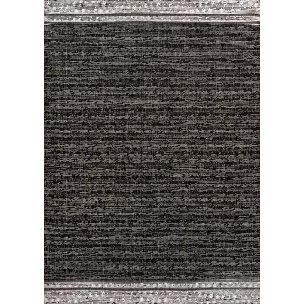 JONATHAN Y Darcy Modern Minimalist Mingled Solid Black/Cream Indoor/Outdoor Area Rug