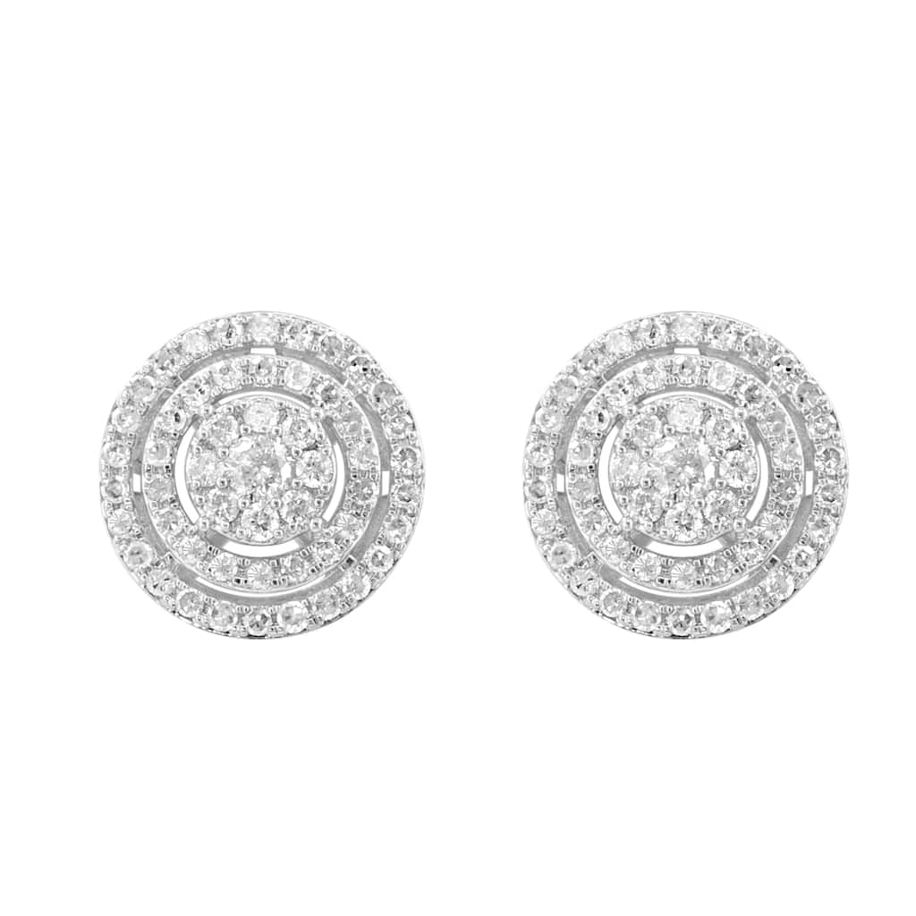 Effy Women's 925 Silver Lab Grown Diamond Round Double Pave Earrings