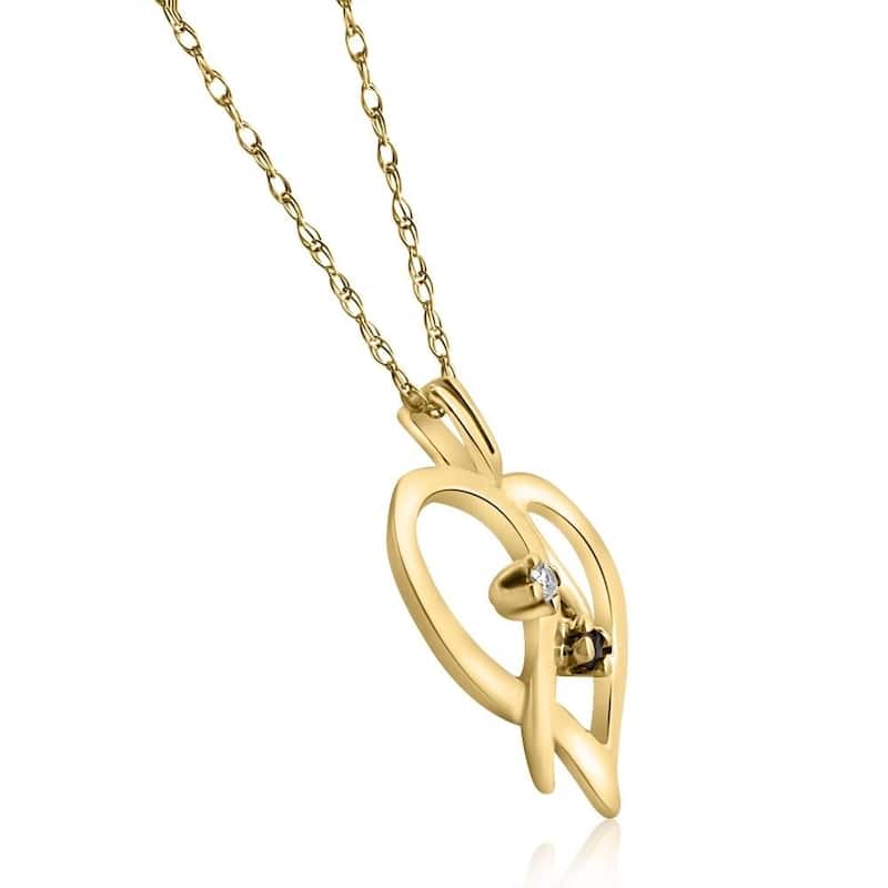 Blue Sapphire & Diamond Heart Pendant Yellow Gold With 18" Chain