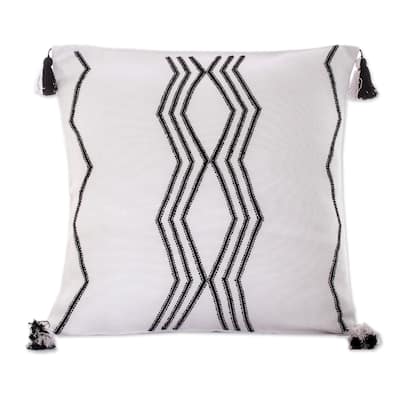 Novica Handmade Grey Directions Rayon Cushion Cover