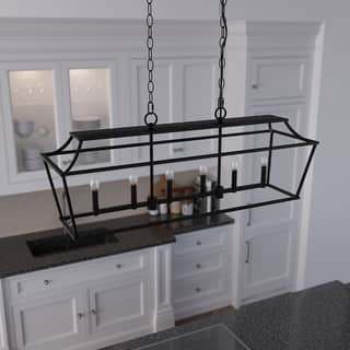 Hunter Laurel Ridge 6-Light Linear Chandelier - Kitchen Island, Dining Room - Modern Farmhouse, Candle, Industrial, Transitional