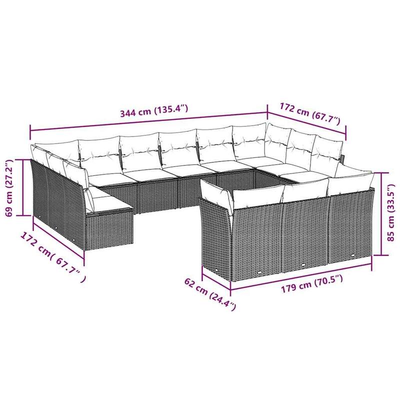 vidaXL Garden Sofa Set Black