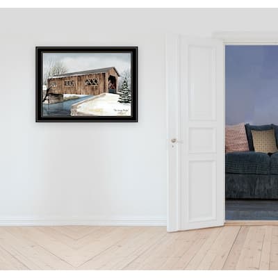 TrendyDecor4U Farmhouse "The Kissing Bridge" Framed Print Wall Art by Billy Jacobs