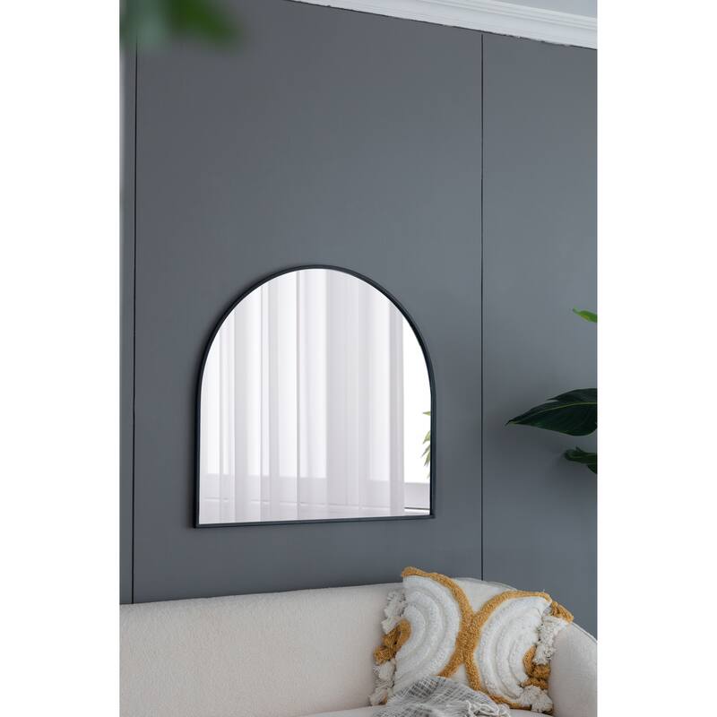 33" x 31" Arched Decorative Accent Mirror with Iron Metal Frame, Wall Deor for Bathroom, Bedroom, Entryway, Mantel