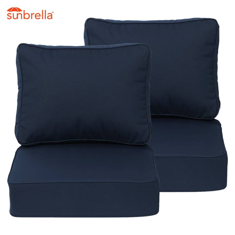 Aoodor 24x24x6 Inch Outdoor Patio Chair Cushions Set, Weather-Resistant Sunbrella Fabric Outdoor Cushion, Set of 2