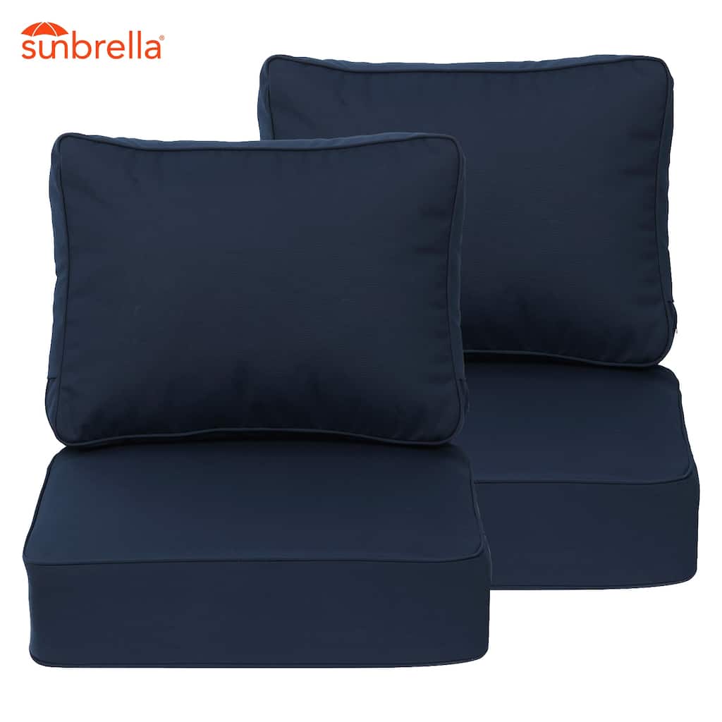 Aoodor 24x24x6 Inch Outdoor Patio Chair Cushions Set, Weather-Resistant Sunbrella Fabric Outdoor Cushion, Set of 2
