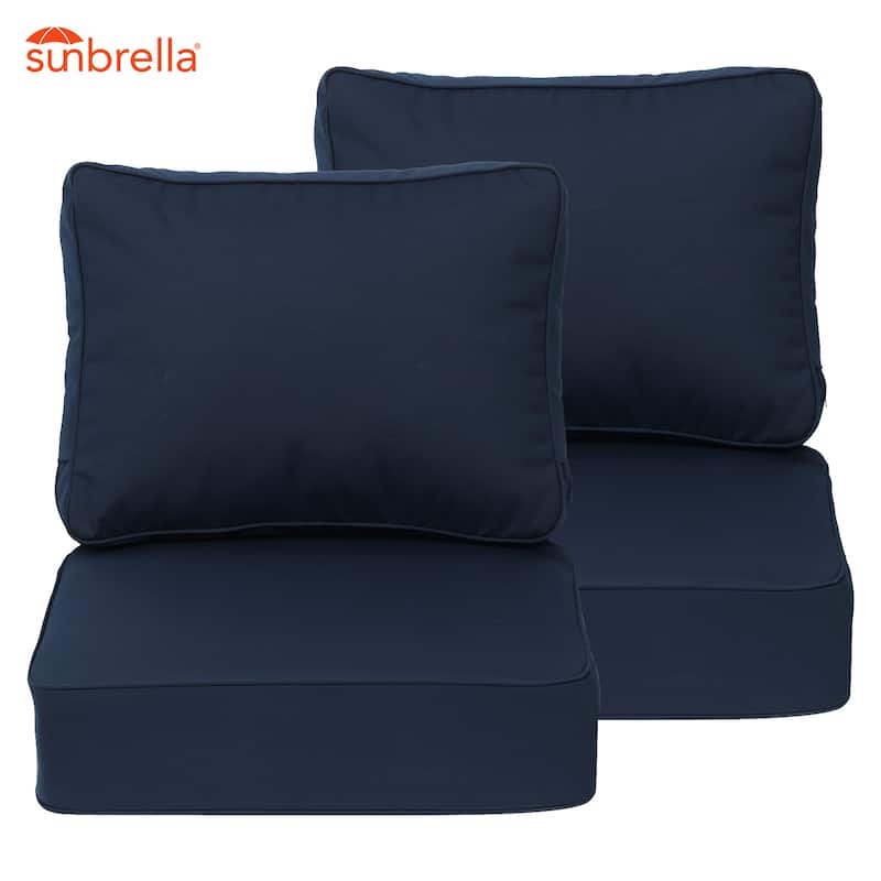 Aoodor 24x25x6 Inch Outdoor Patio Chair Cushions Set, Weather-Resistant Sunbrella Fabric Outdoor Cushion, Set of 2 - 24"x25"