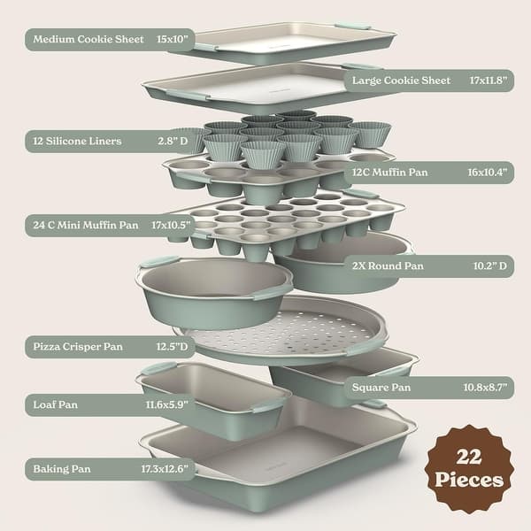 Country Kitchen Nonstick Stackable Bakeware Set - Sage