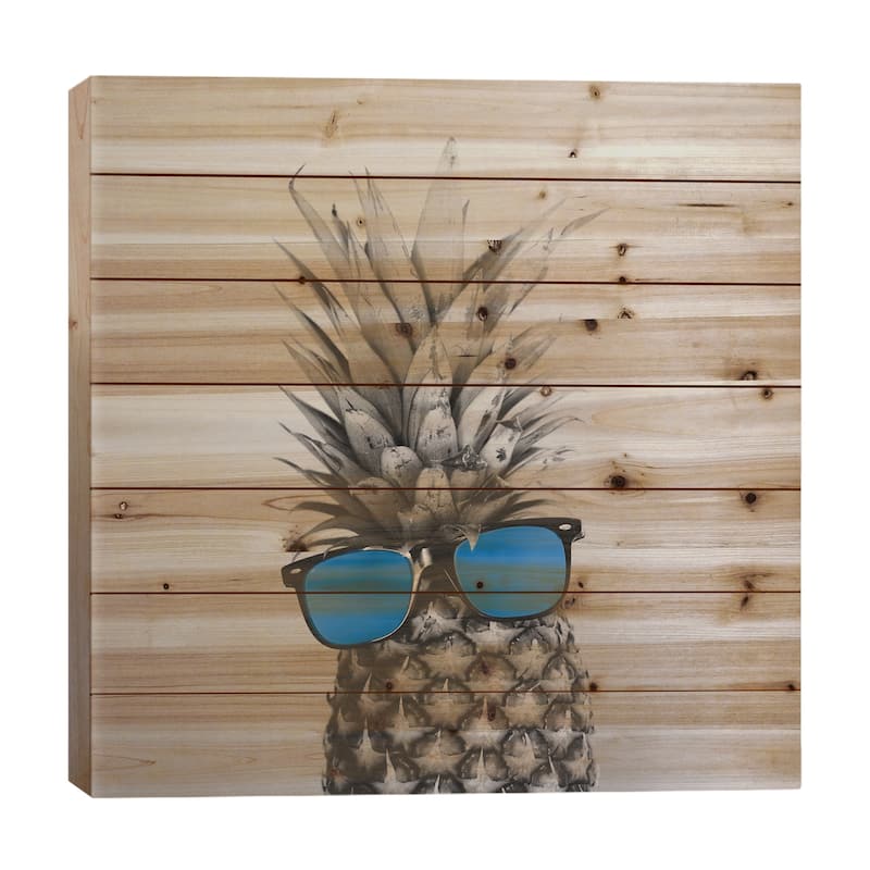 Mr. Pineapple II Print On Wood by Chelsea Victoria - Multi-Color - 26x26x1.5