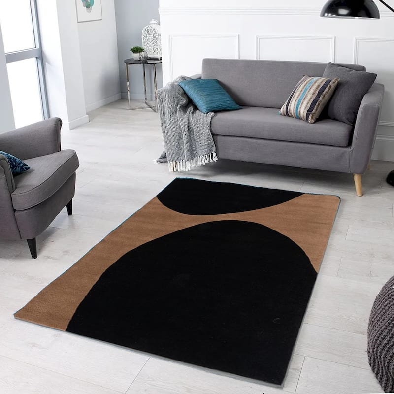 Abstract Black And Brown Area Rug - 5'X7'6"
