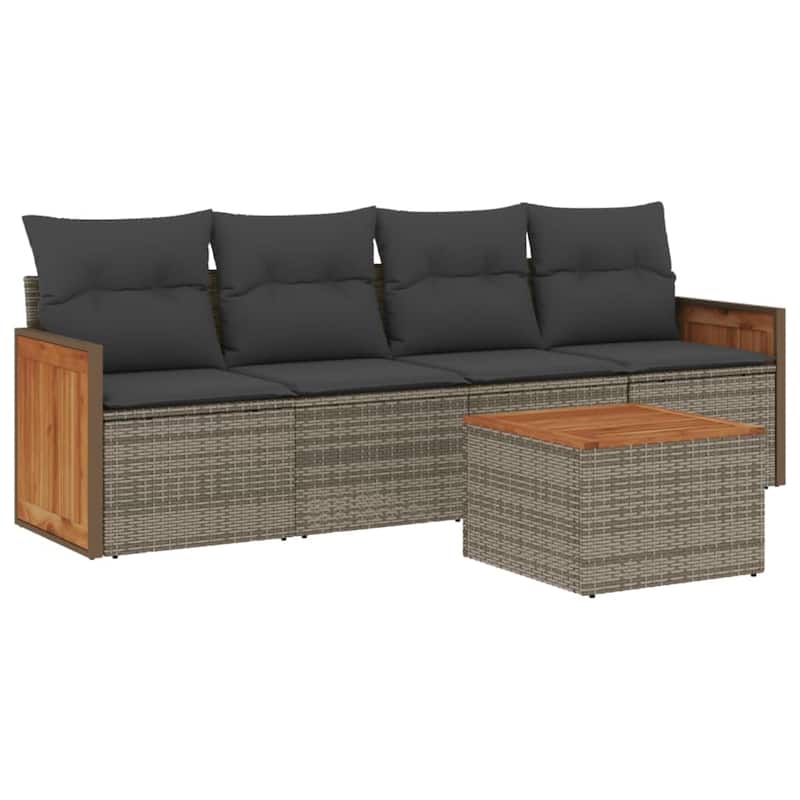vidaXL Patio Sofa Set with Cushions Outdoor Conversation Furniture Poly Rattan