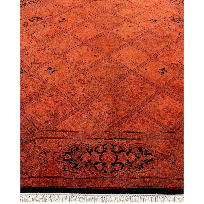 Fine Vibrance, One-of-a-Kind Hand-Knotted Area Rug - Orange, 6' 1" x 6' 1" - 6' 1" x 6' 1"
