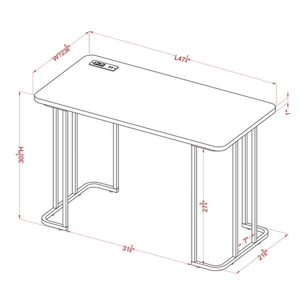 Woren Contemporary 47-inch Steel Computer Desk with USB Ports by Furniture of America