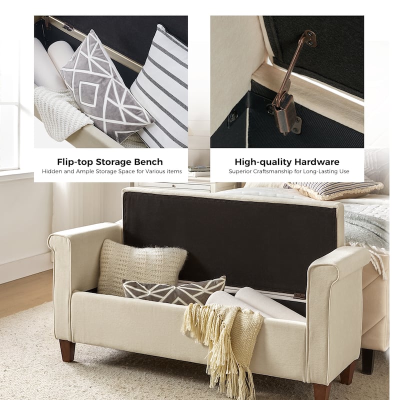 Rita 54.3'' Wide Traditional Storage Bench with 2 Pillows by HULALA HOME