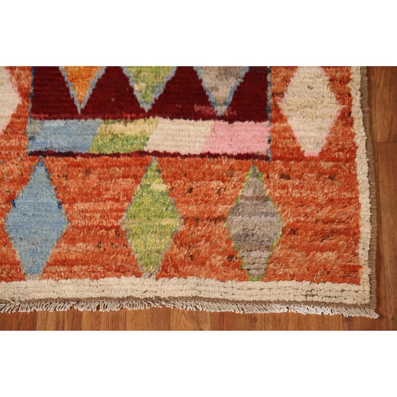 Tribal Moroccan Oriental Runner Rug Handmade Multi-Color Wool Carpet - 3'0" x 9'9"