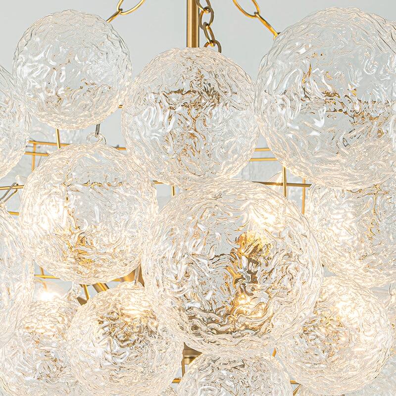 Modern Luxury Water Textured Cluster Glass Globe Bubble Chandelier
