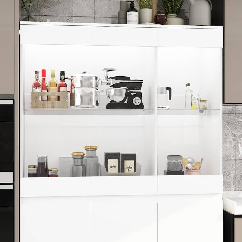 Large 3-LED Light Cabinets,Display Cabinet with Tempered Glass doors - 47.2"W x 70.9"H