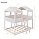 preview thumbnail 21 of 26, Full Over Full Wood Bunk Bed with Roof, Window, Guardrail & Ladder, Playhouse-Inspired, Safe & Durable Design, Antique Grey